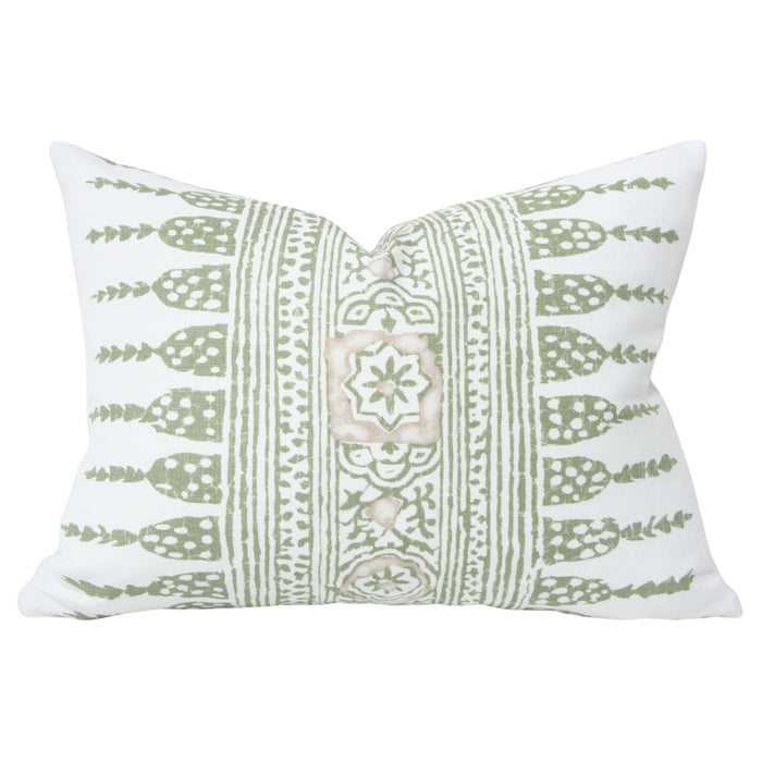 Javanese Stripe Green and Pale Pink (Last Chance)