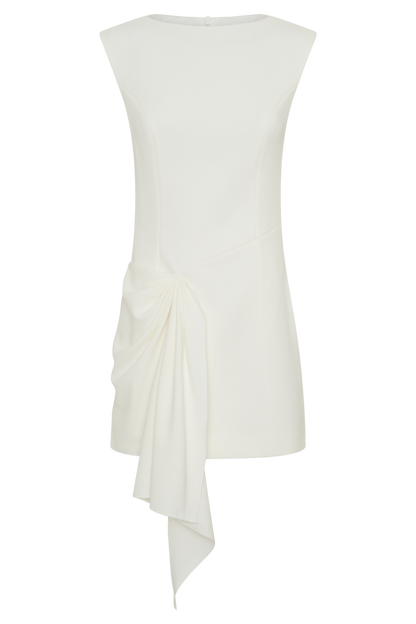 Jessica Crepe Draped Mini Dress - White