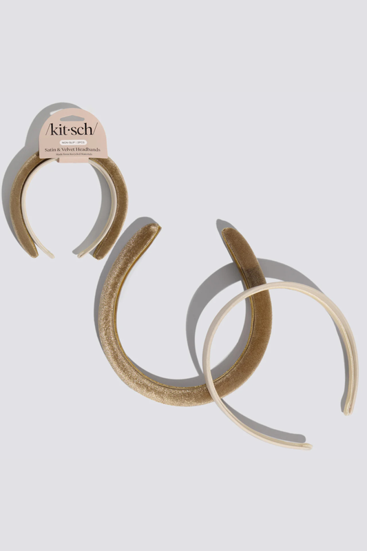 KITSCH - Cream & Camel Satin & Velvet Headbands