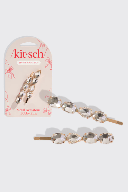 KITSCH  - White Gemstone Bobby Pins