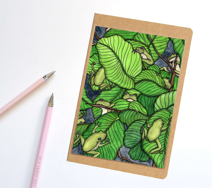 PinkPolish Design Notebook "Knot of Frogs" Tree Frog Inspired Notebook / Sketchbook / Journal