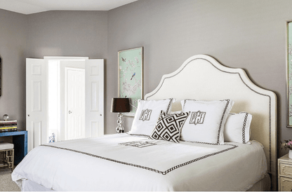 La Fiorentina Brown Custom Designer Cushion on bed | Arianna Belle