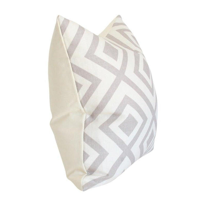 La Fiorentina Light Grey & Ivory Custom Designer Pillow side view | Arianna Belle
