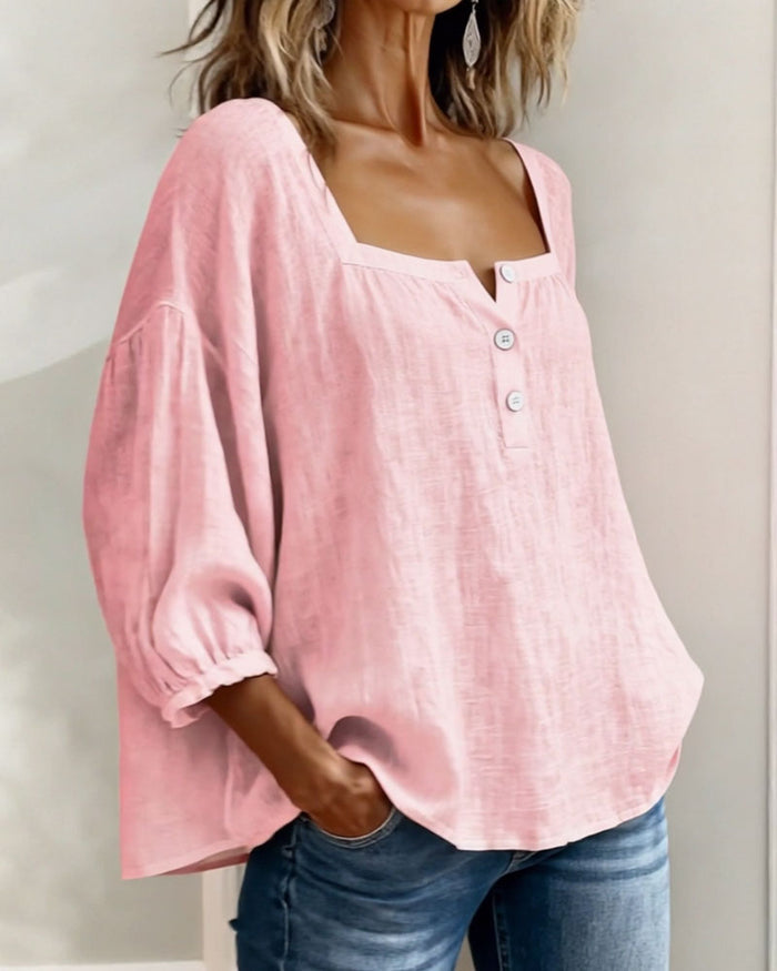 Layla - Square Neck Lantern Sleeve Shirt