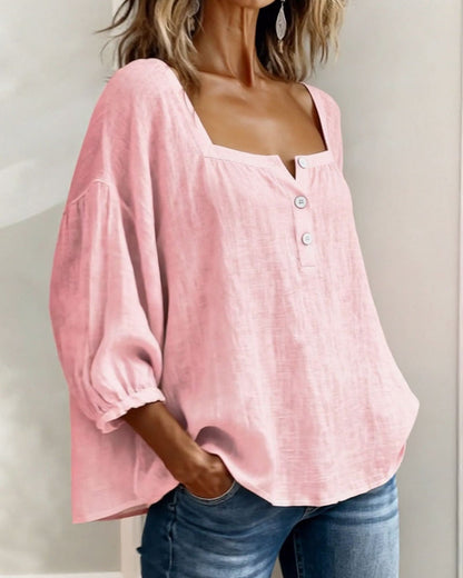Layla - Square Neck Lantern Sleeve Shirt