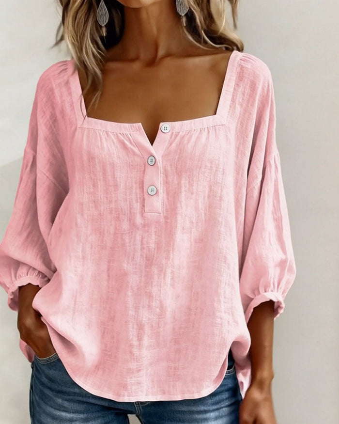 Layla - Square Neck Lantern Sleeve Shirt