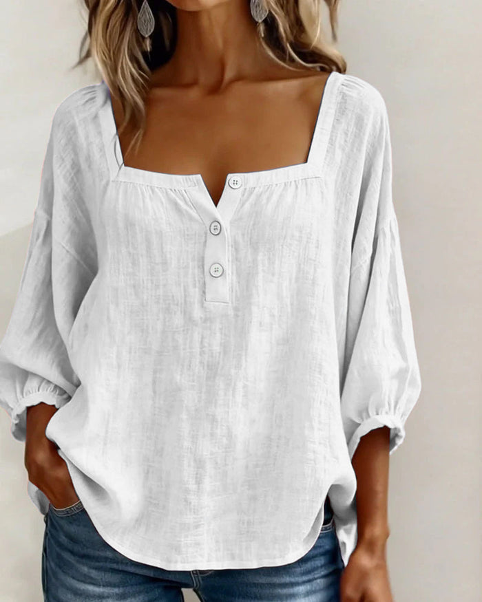 Layla - Square Neck Lantern Sleeve Shirt