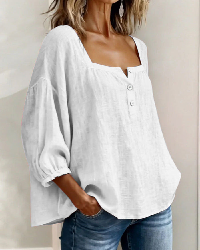Layla - Square Neck Lantern Sleeve Shirt