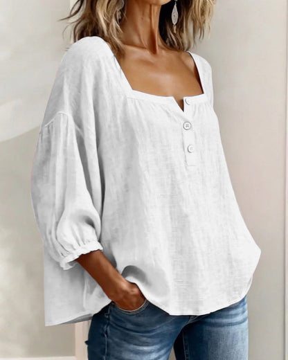 Layla - Square Neck Lantern Sleeve Shirt