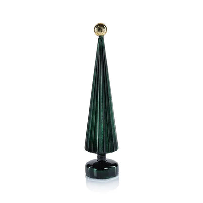 LED TREE GLOBE FINIAL GREEN WITH GOLD 16.5"