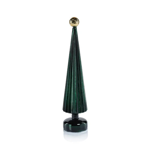 LED TREE GLOBE FINIAL GREEN WITH GOLD 16.5"