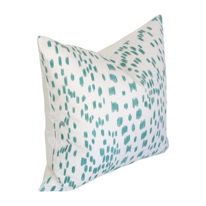 Les Touches Aqua Custom Designer Pillow side view | Arianna Belle