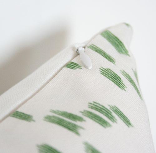 Les Touches Green Custom Designer Pillow detailed view | Arianna Belle