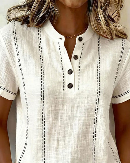 Lillian - Casual Button V-Neck T-Shirt