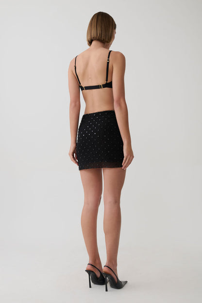 Linda Diamante Mini Skirt - Black