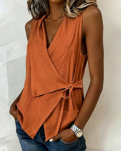 Lucy - Wide Strap Cross Top with Bow