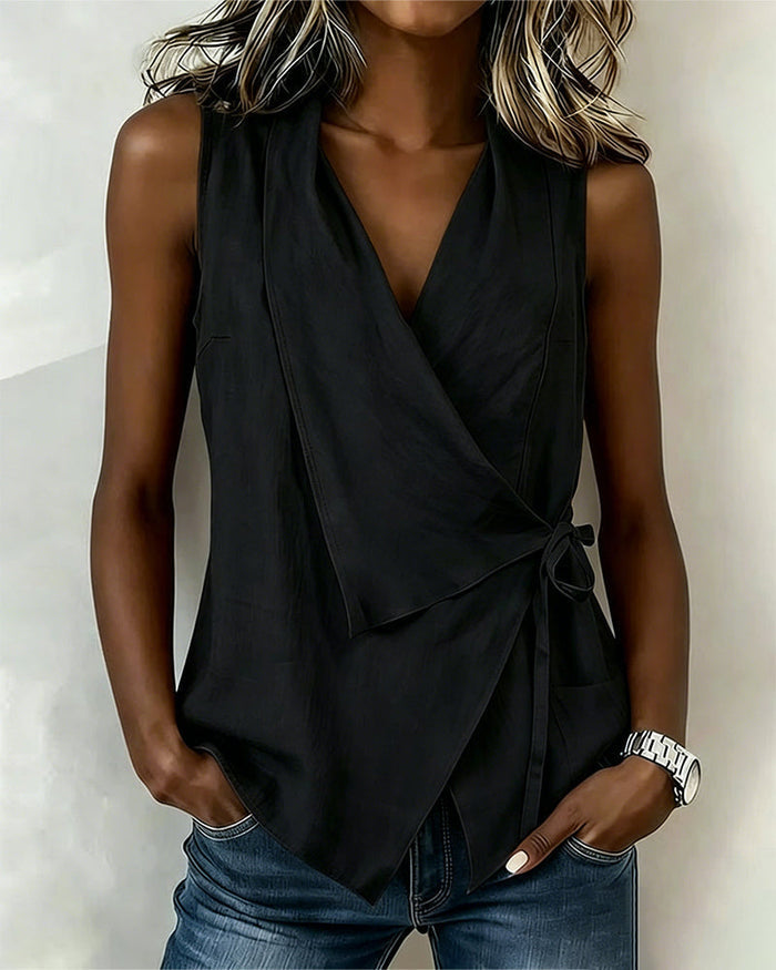 Lucy - Wide Strap Cross Top with Bow