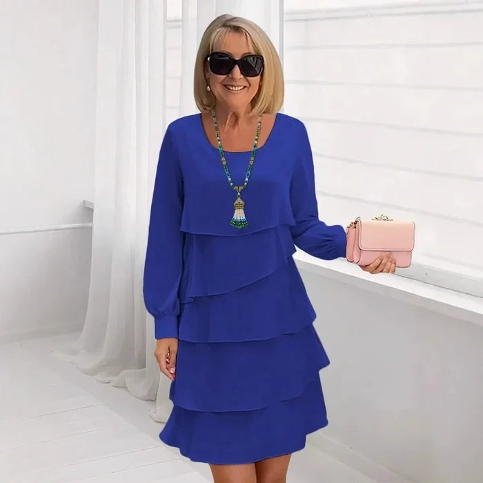 Margaret | Elegant and Comfortable Long Sleeve Ruffled Dress