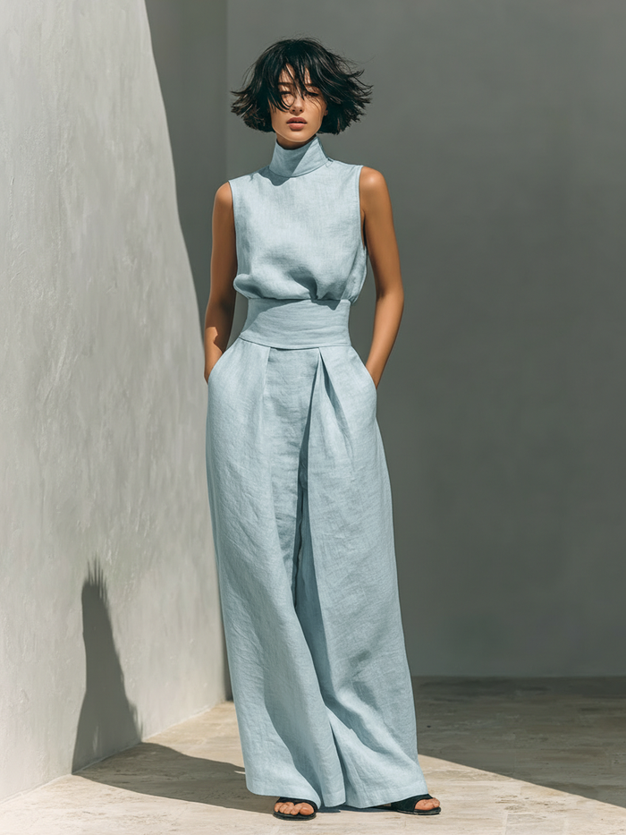 Maria - Sleeveless Linen Set
