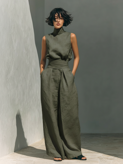 Maria - Sleeveless Linen Set