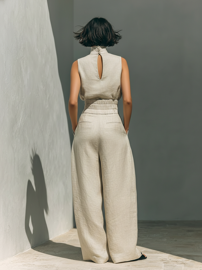 Maria - Sleeveless Linen Set