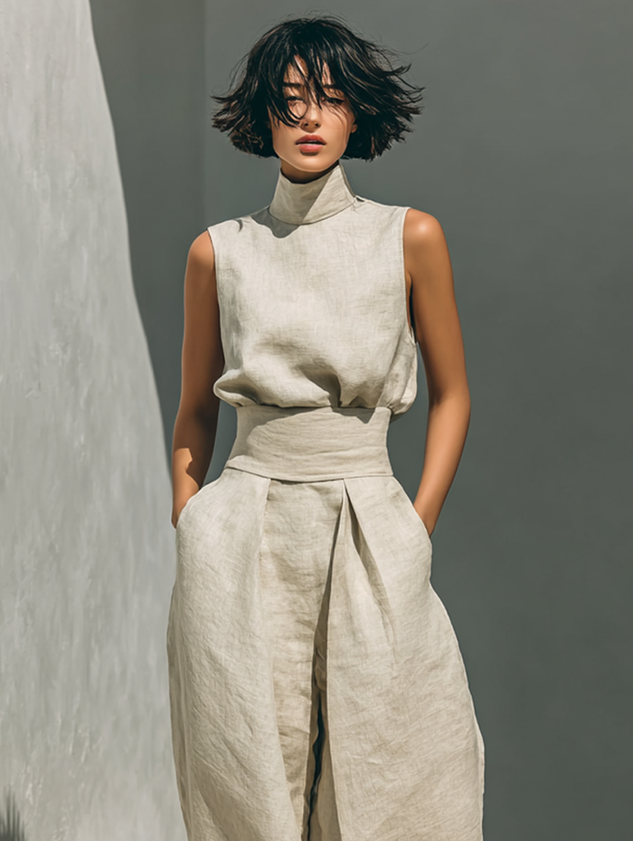 Maria - Sleeveless Linen Set