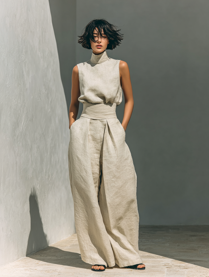 Maria - Sleeveless Linen Set