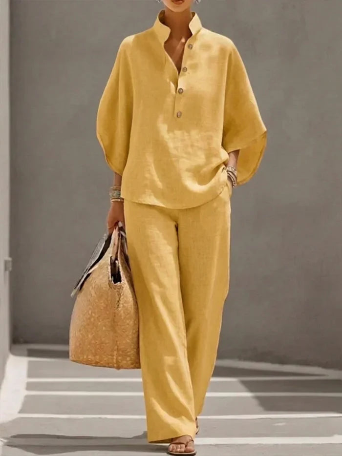 Maribel | Relaxed Batwing Sleeve Top and Wide-Leg Pants Set