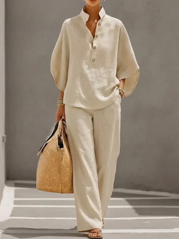 Marjon | set with batwing sleeves and wide pants