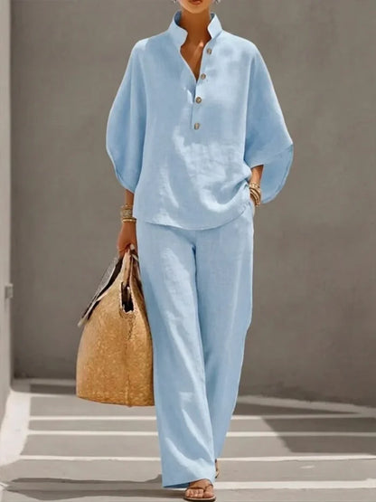 Marjon | set with batwing sleeves and wide pants