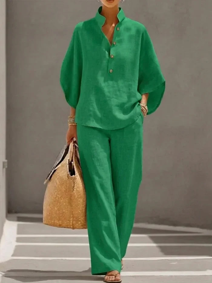 Marjon | set with batwing sleeves and wide pants