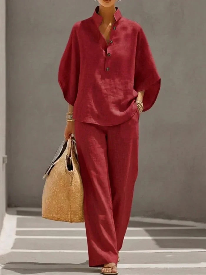 Marjon | set with batwing sleeves and wide pants