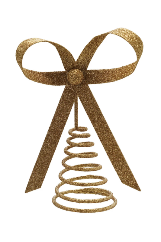 Metal Bow Tree Topper, Gold Glitter Finish