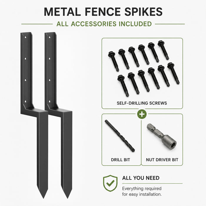 Metal Fence Post Support Brackets - Pack of 4