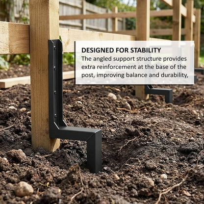 Metal Fence Post Support Brackets - Pack of 4