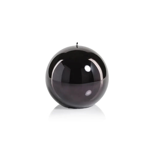 METALLIC BALL CANDLE- MATTE PEARL BLACK-6"