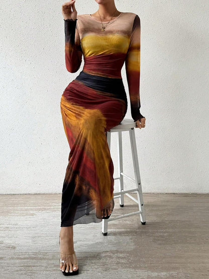 Mia™ | Printed Maxi Bodycon Dress