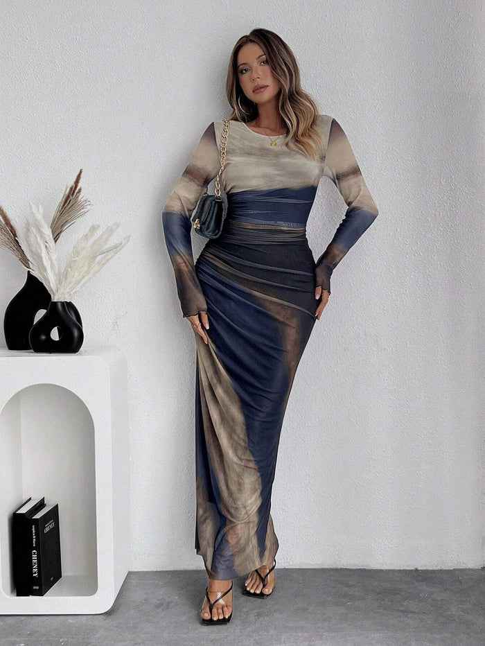 Mia™ | Printed Maxi Bodycon Dress