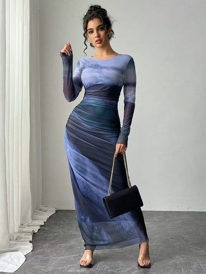 Mia™ | Printed Maxi Bodycon Dress
