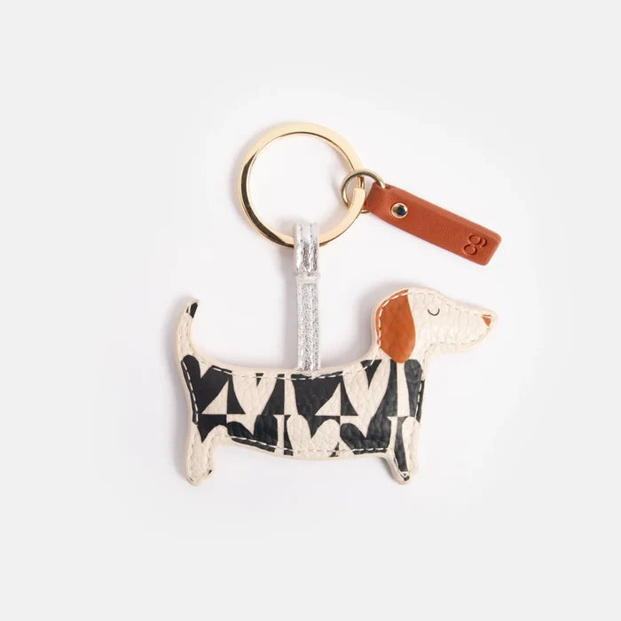 Mono Checkmate Hearts Sausage Dog Keyring