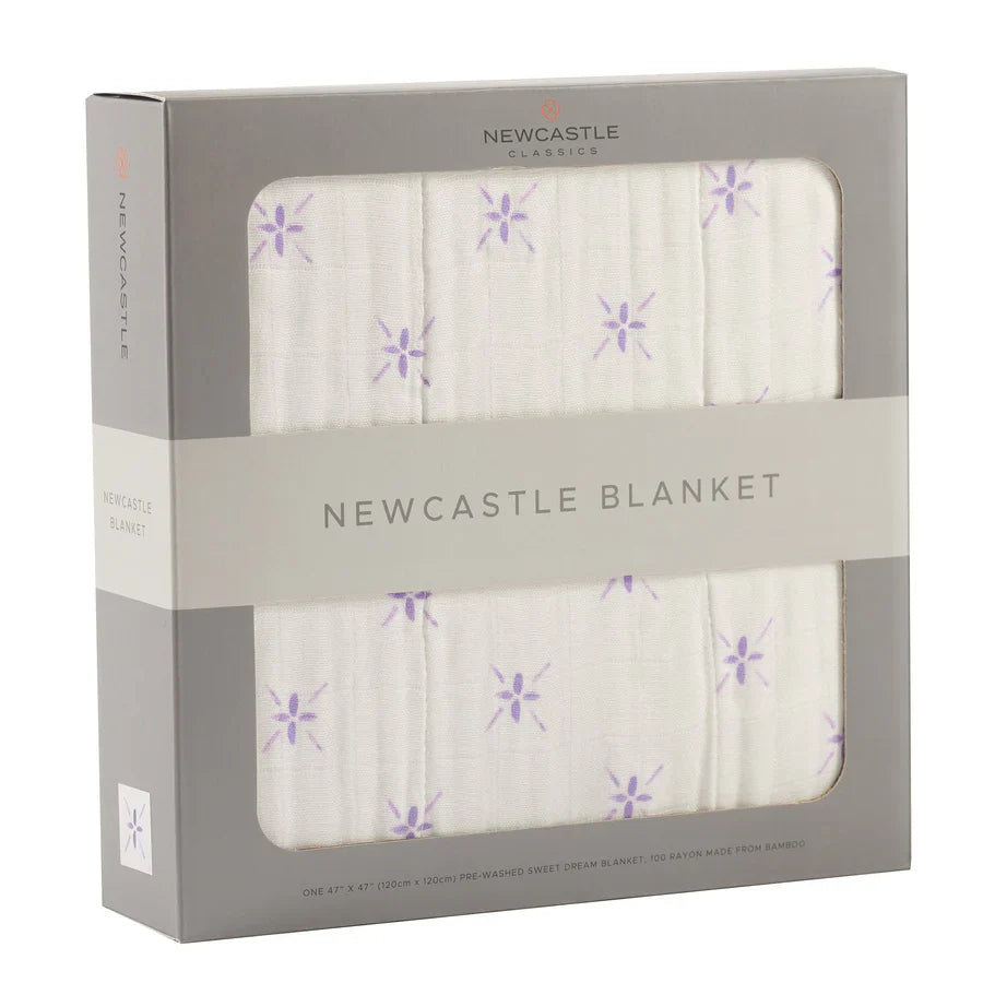 BABY - Lavender Flower And White Bamboo Muslin Blanket