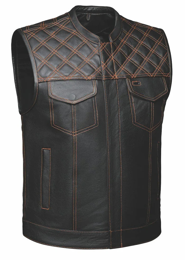 Orange Diamond - Men's Premium Leather Vest 6671.16