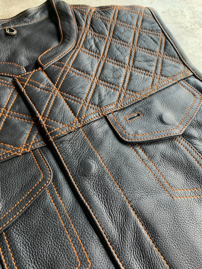 Orange Diamond - Men's Premium Leather Vest 6671.16