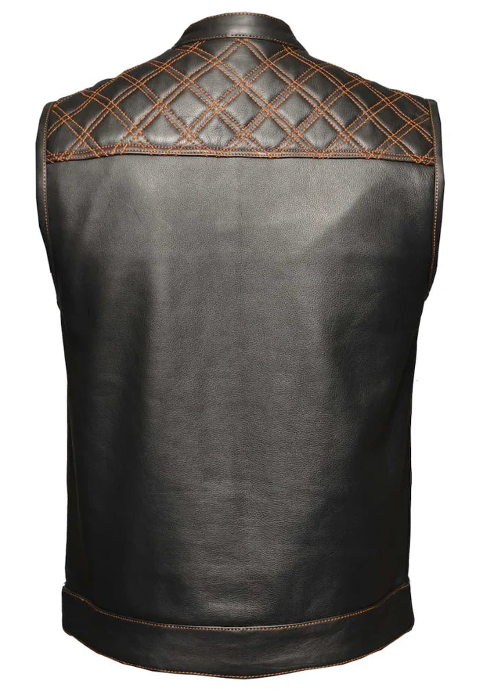 Orange Diamond - Men's Premium Leather Vest 6671.16
