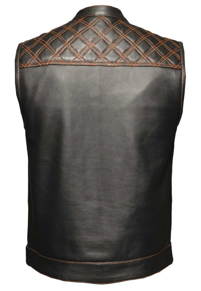 Orange Diamond - Men's Premium Leather Vest 6671.16