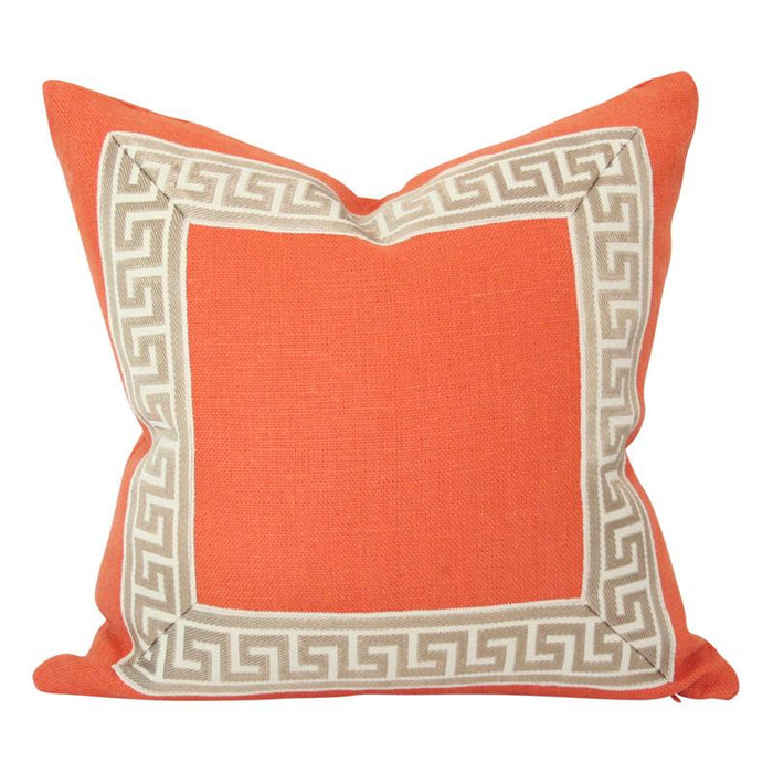Orange Linen with Greek Key Border (Last Chance)
