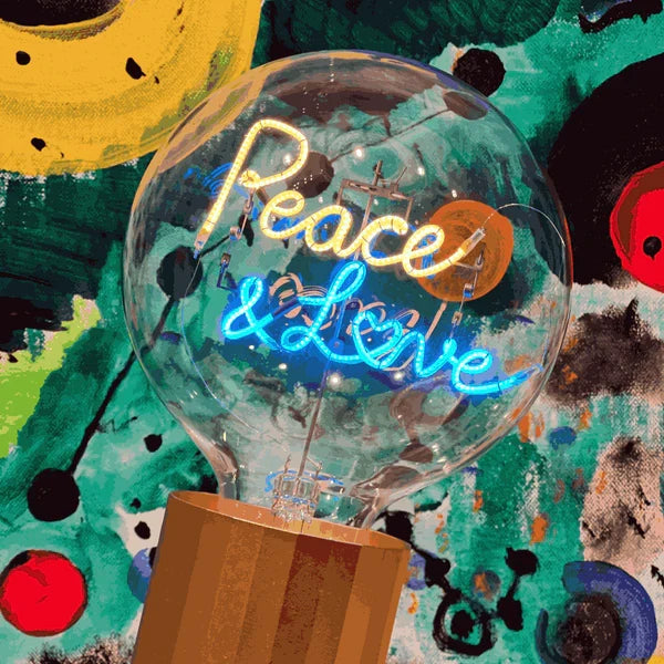 PEACE AND LOVE AMBER/BLUE BULB