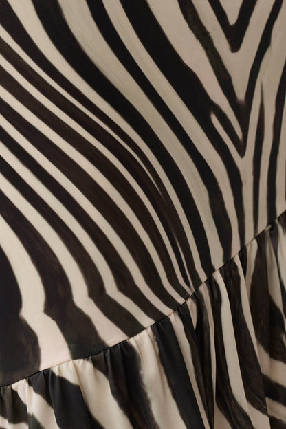 Polina Zebra Printed Midi Skirt - Zebra Print
