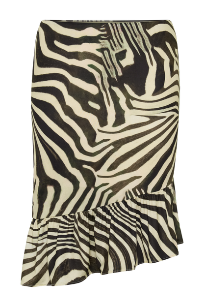 Polina Zebra Printed Midi Skirt - Zebra Print