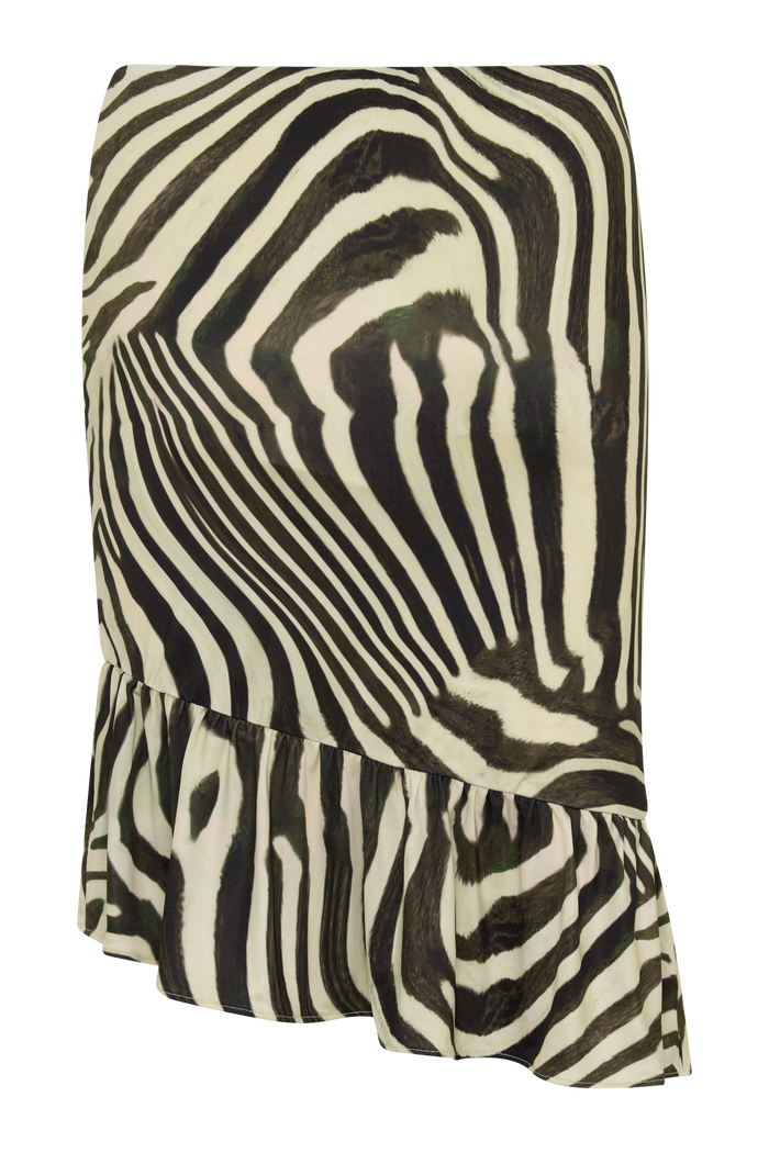Polina Zebra Printed Midi Skirt - Zebra Print